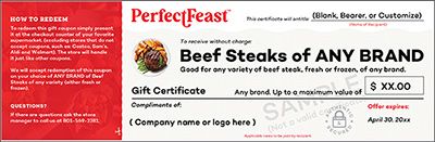 Beef Steak Gift Certificate
