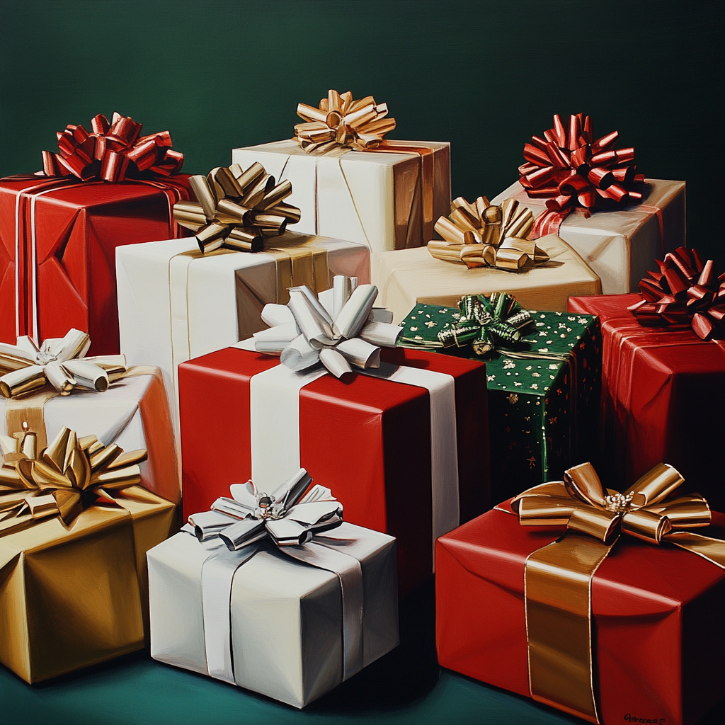 A pile of holiday gifts